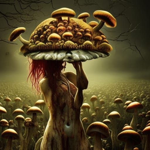 Zombie Selfie with Mushroom Growth: Digital Matte Painting