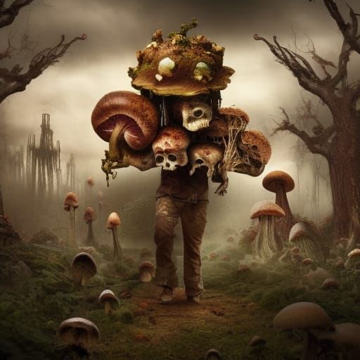 Zombie Selfie with Mushroom Growth: Digital Matte Painting