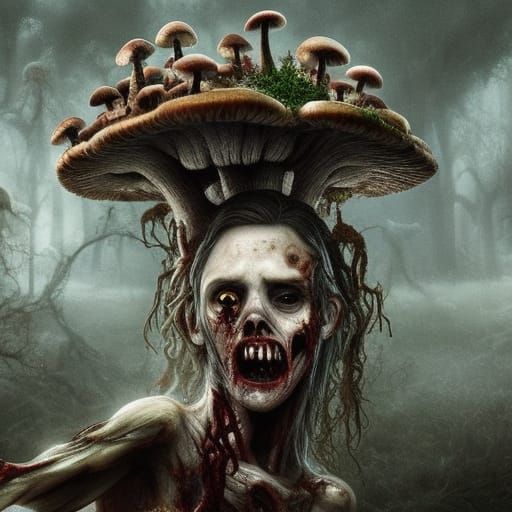 Zombie Selfie with Mushroom Growth: Digital Matte Painting