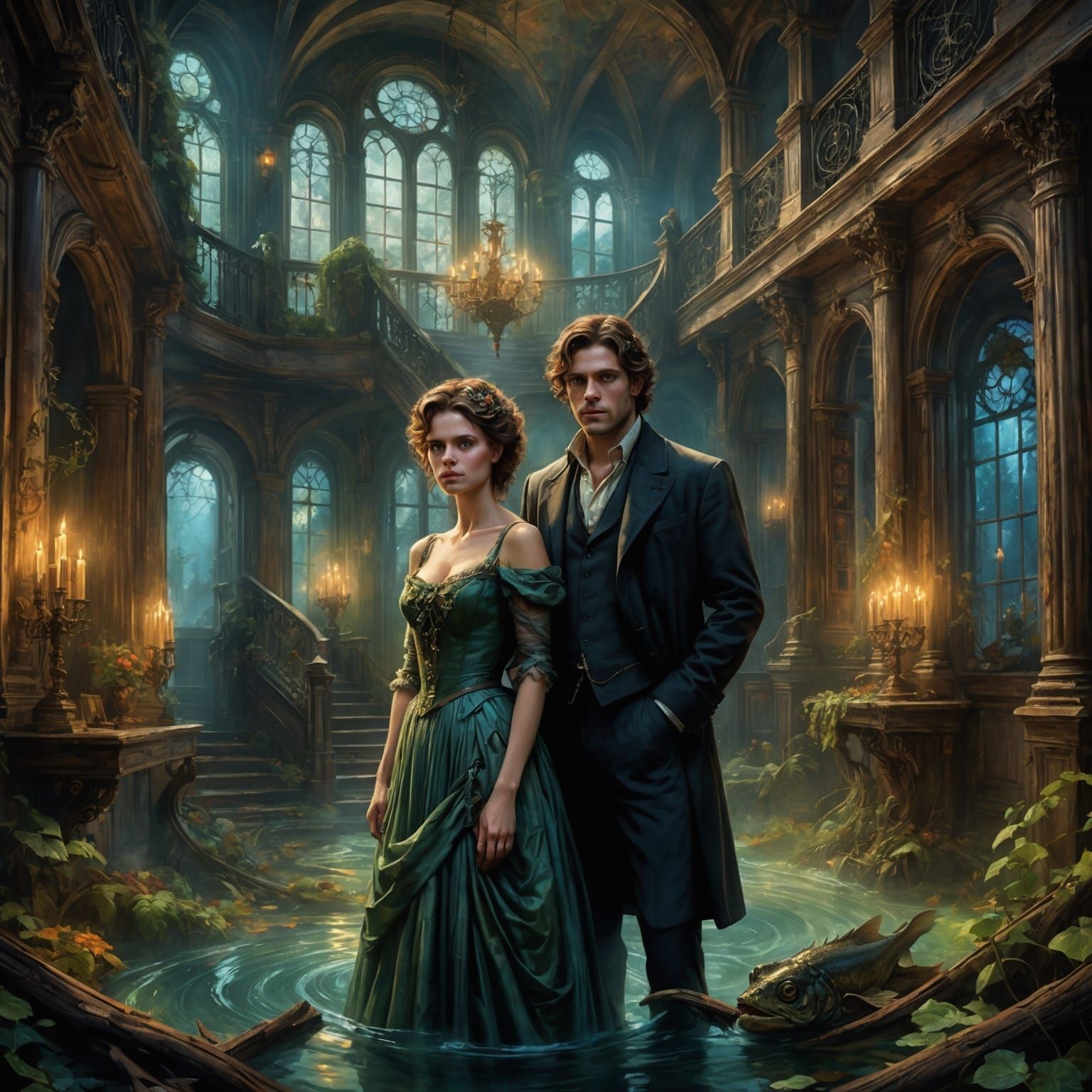 Eerie Ghouls Lurking Around Abandoned Mansion