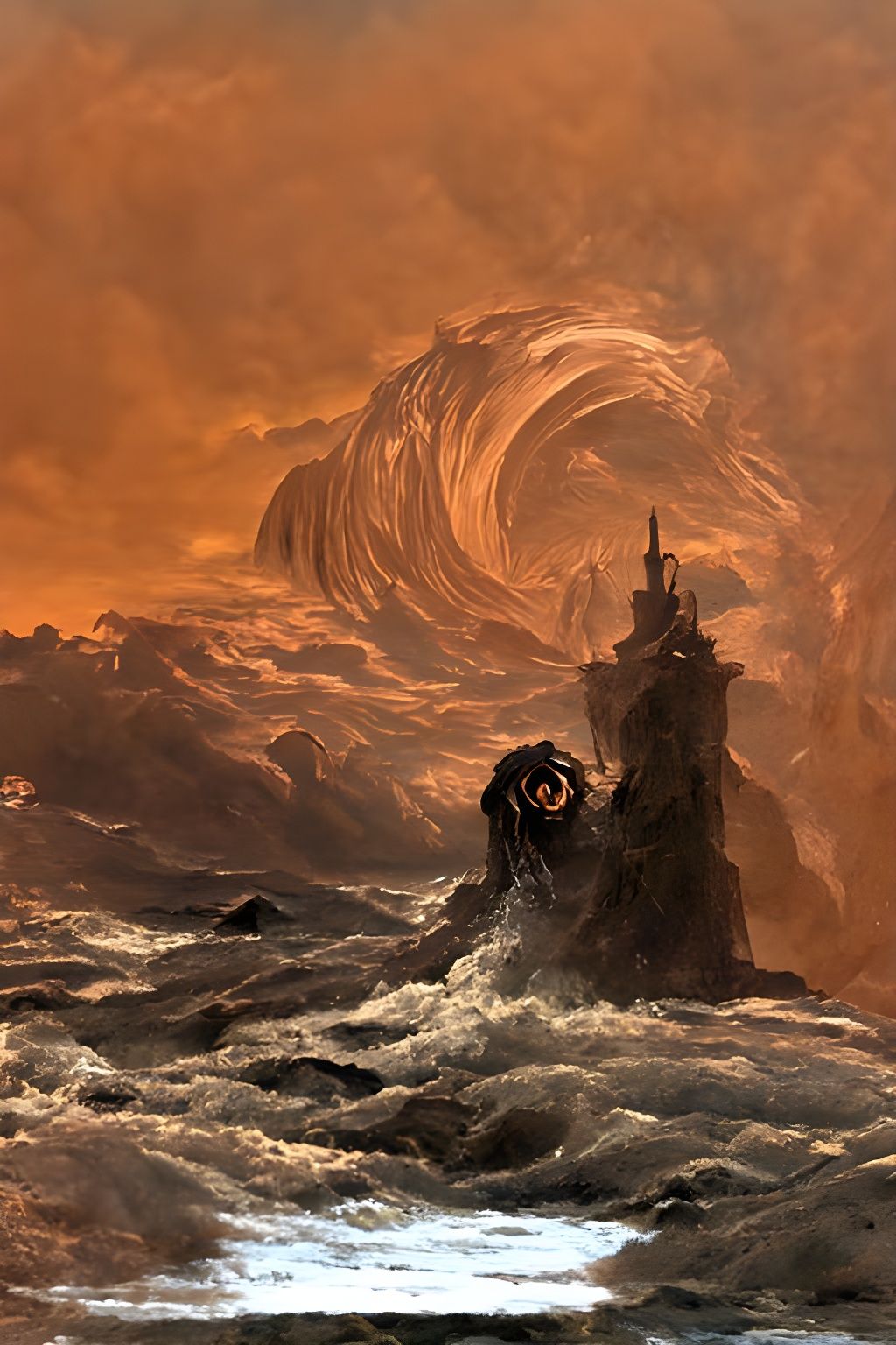 Colossal Ocean Maelstrom Painting in Romantic Style