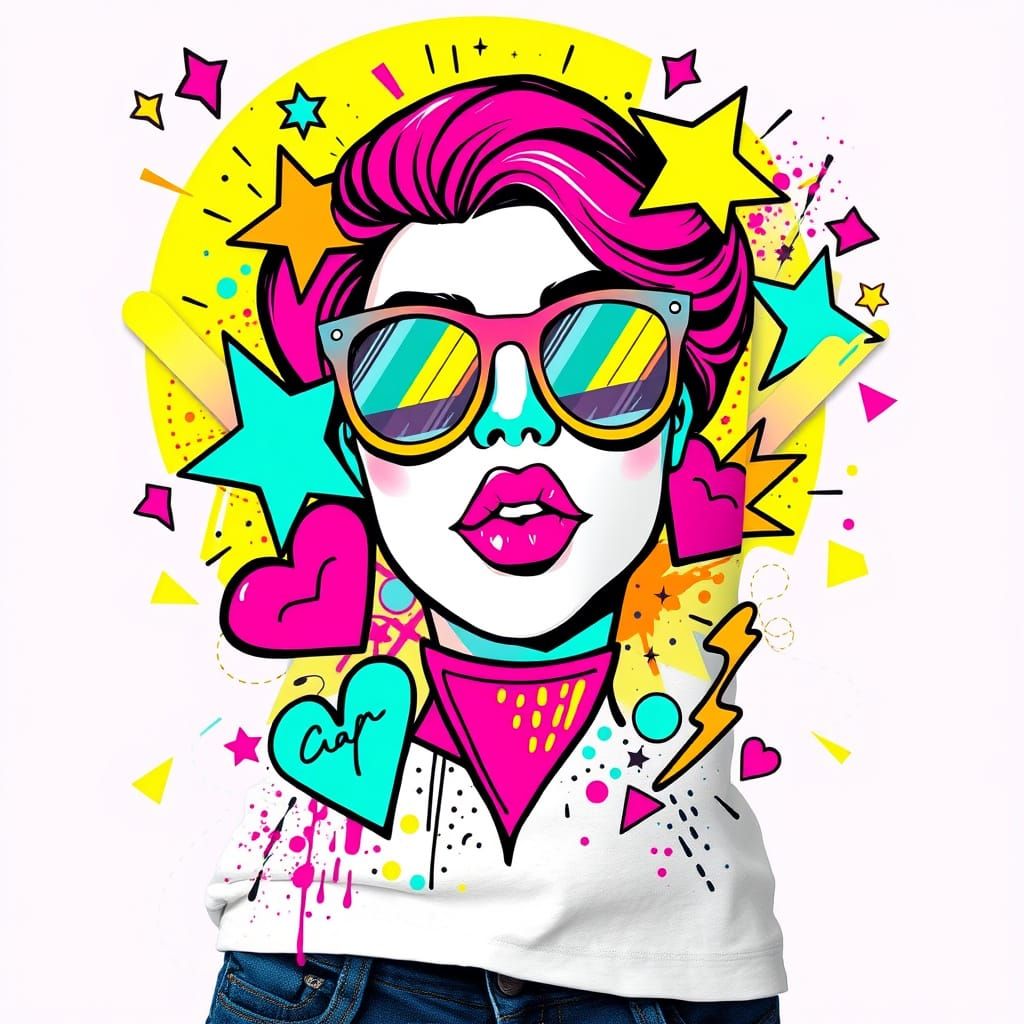 Vibrant Pop Art T-Shirt Design in 8K