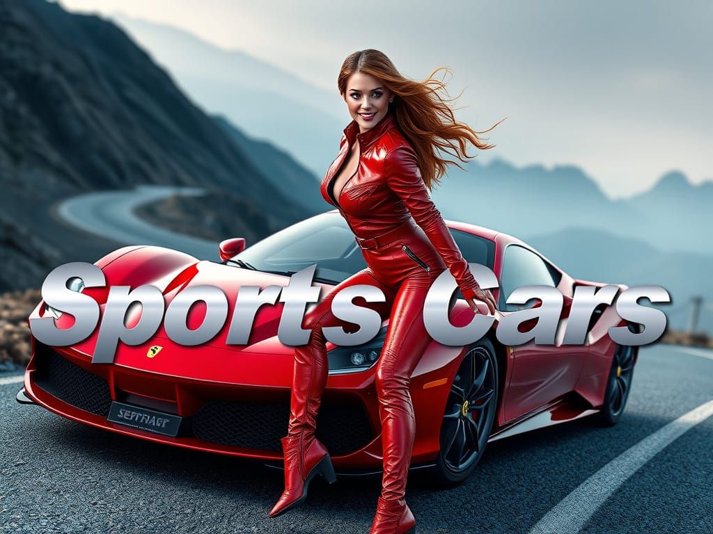 Sports Cars Magazine Cover in Metallic Silver and Cherry Red