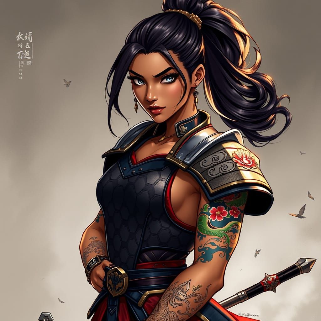 Latina Kunoichi in Traditional Armor