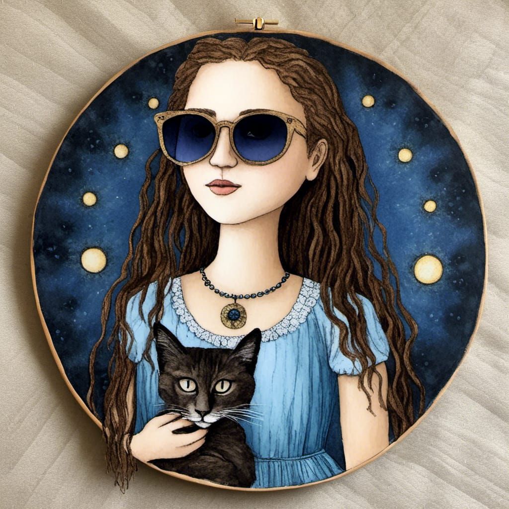 Gibson Girl Portrait with Solar Eclipse