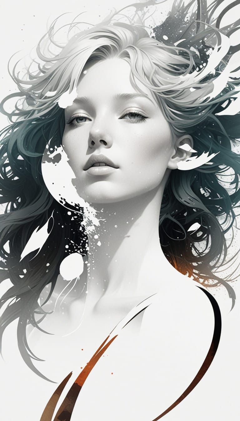 Ethereal Human Form in Soft, Swirling Black Silhouettes