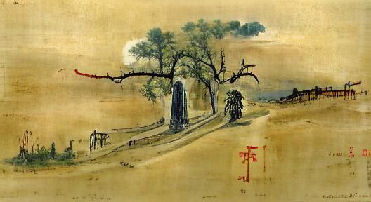 Path to Temple in Traditional Chinese Painting