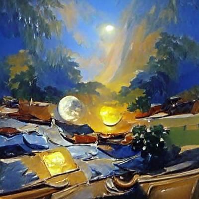 Radiant Moonlit Night: An Oil Painting in Gurney Style
