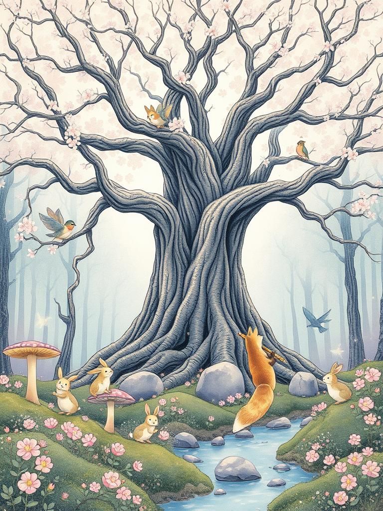 Enchanted Forest Symphony in Pastel Ink