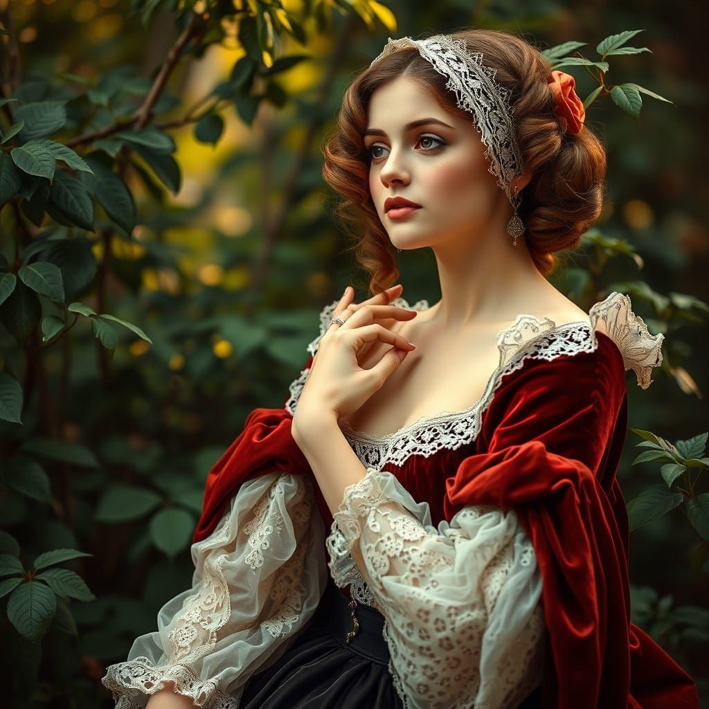 Elegant Woman in Art Nouveau Style