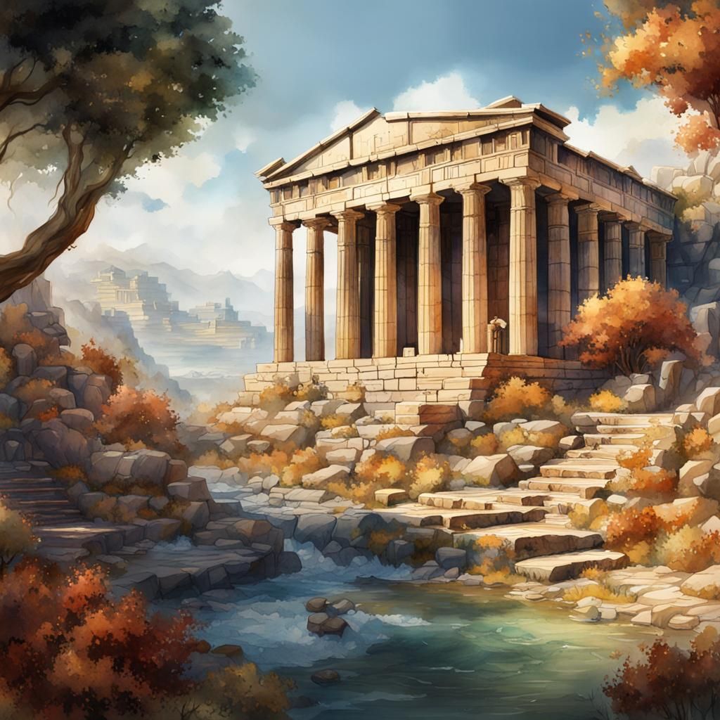 Ancient Greece in Detailed Watercolor Art