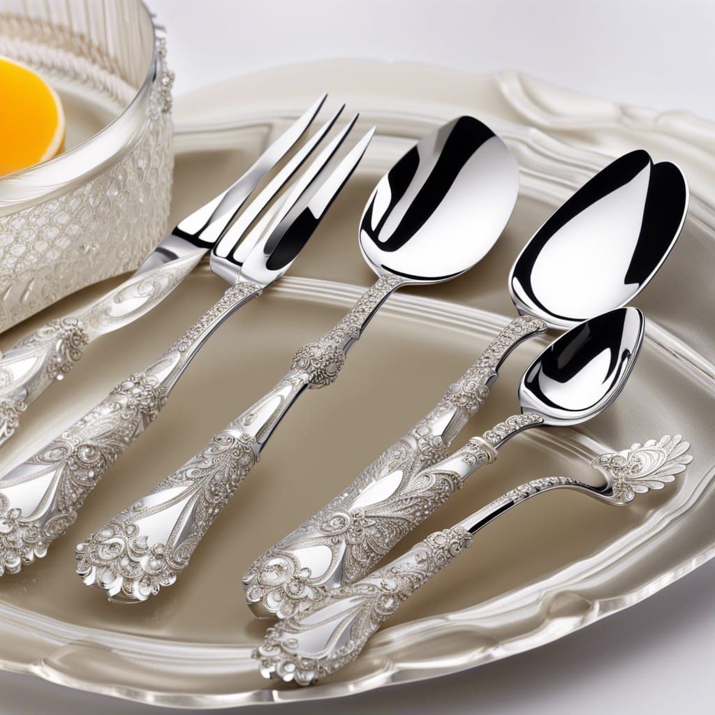 detailed crystal silverware set, breakfast