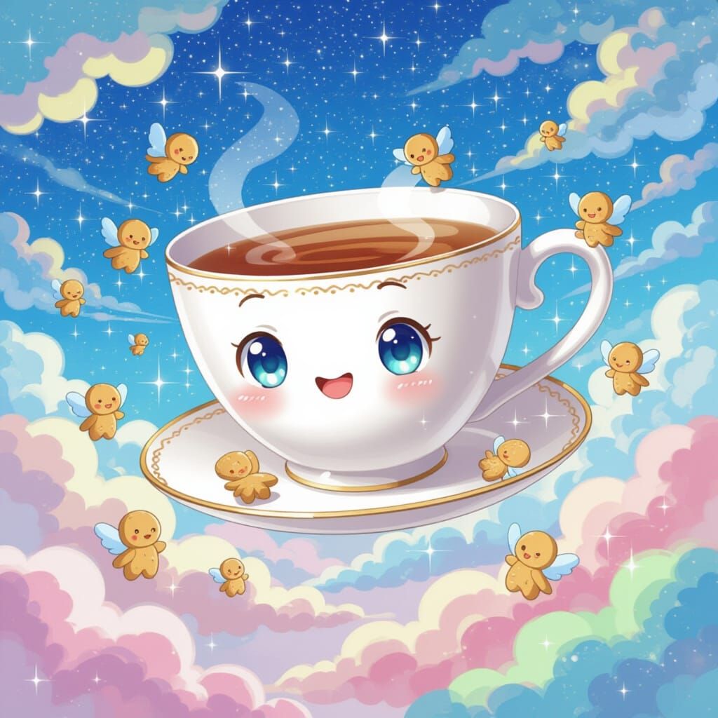 Whimsical Teacup with Sugar Cookie Creatures