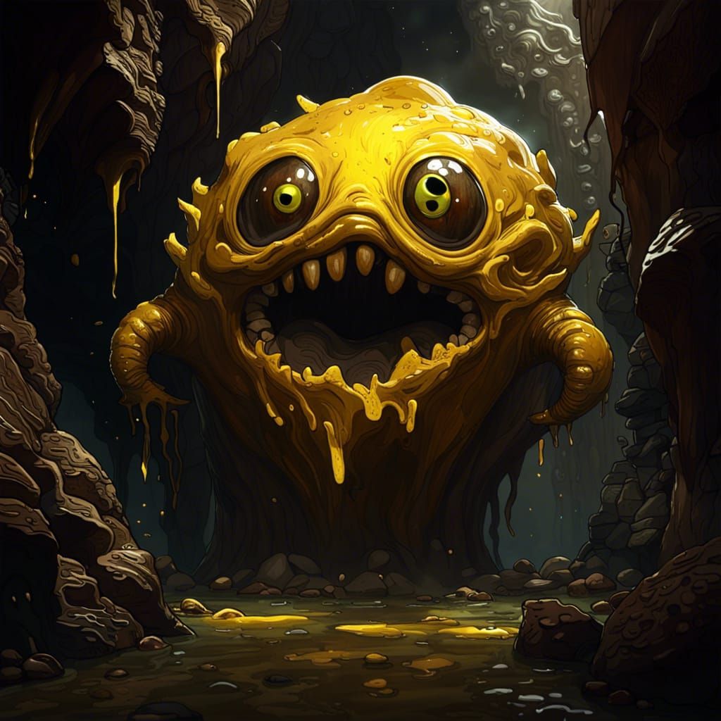 Monstrous Slime Flooding Cavern, Dark Fantasy Art