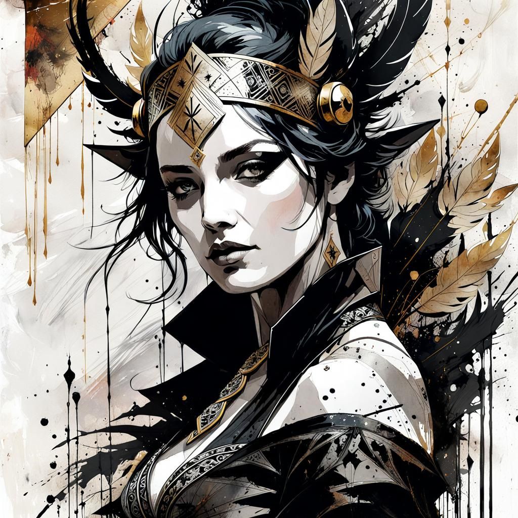 Tarot Card: The Fool in Washed Ink Style