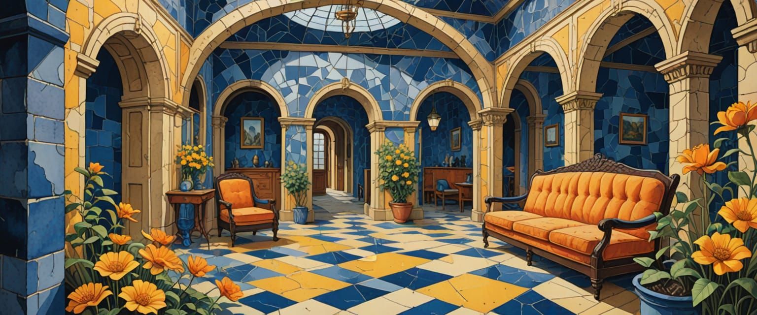 Whimsical Fantasy Passageway with Mirrors & Flowers