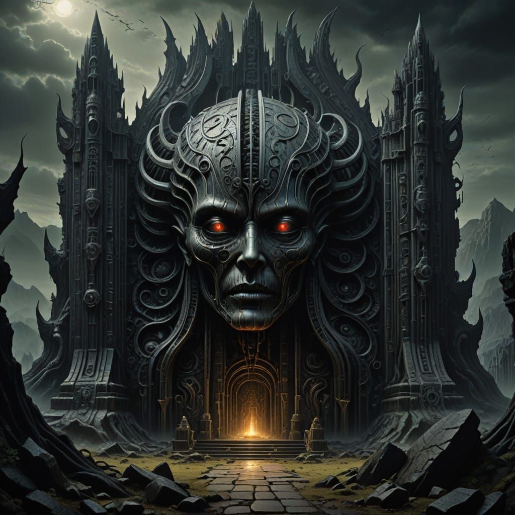 Mystical Ancient Monument with Glowing Runes