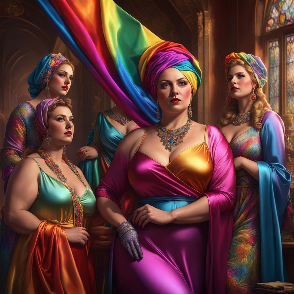 Rainbow Satin Fashion, Detailed Matte Painting