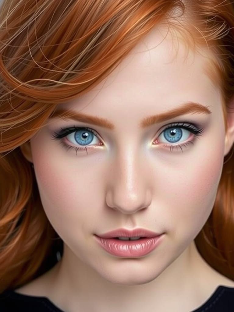 Ginger-Haired Woman in Professional Studio Portrait