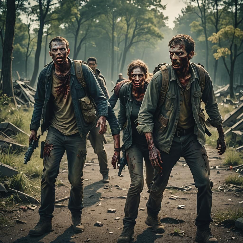 Dramatic Zombie Apocalypse Survivor Film Still