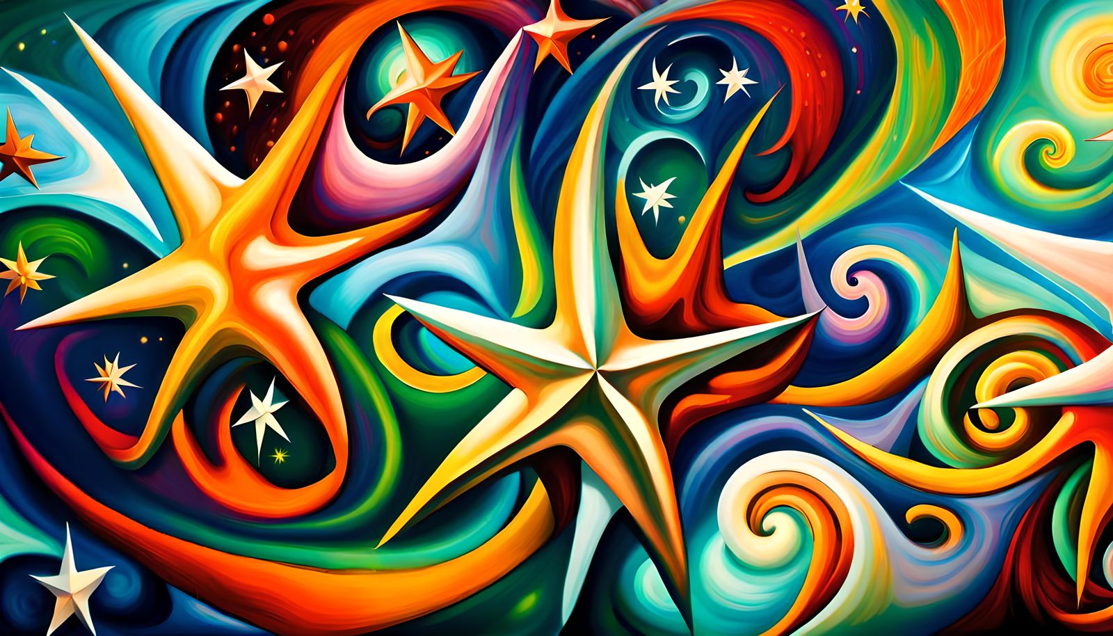 Swirling Star-Beings in an Impasto Electromagnetic Field