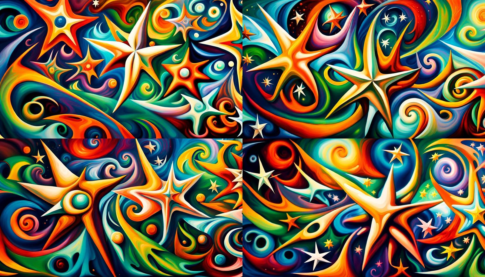 Swirling Star Cluster in Vivid Impasto Style