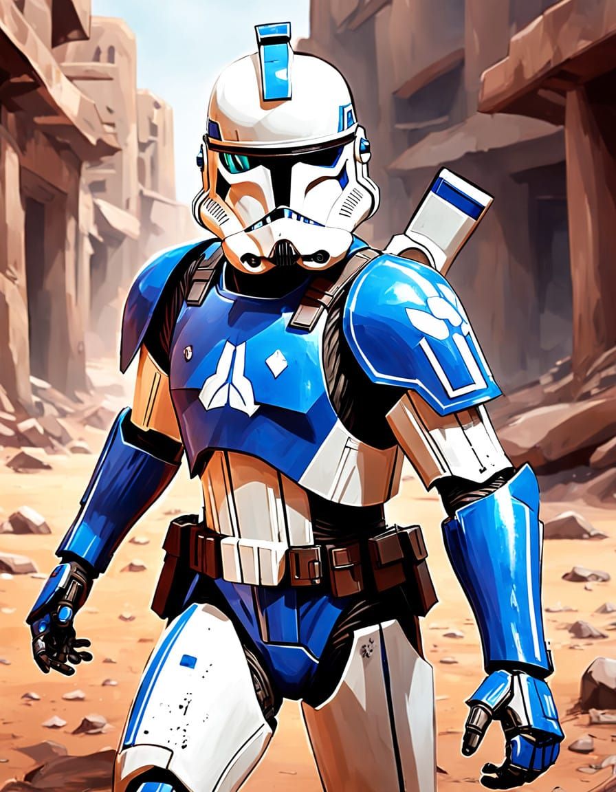 Cyberpunk-Style Clone Trooper in Stealth Mode