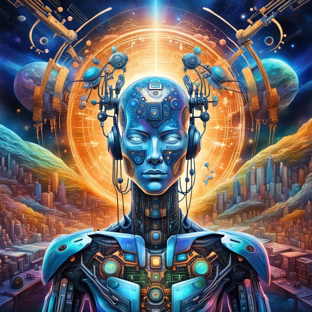 Plant Cyborg Immersed in Cosmic Cybernetic Music