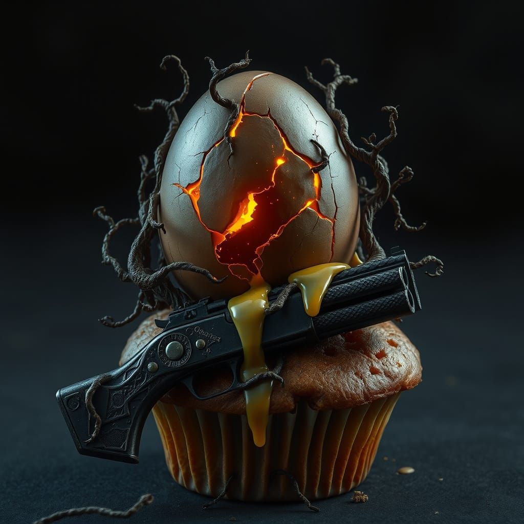Ethereal Egg of Dark Fantasy Sits atop a Muffin, Cradling a ...