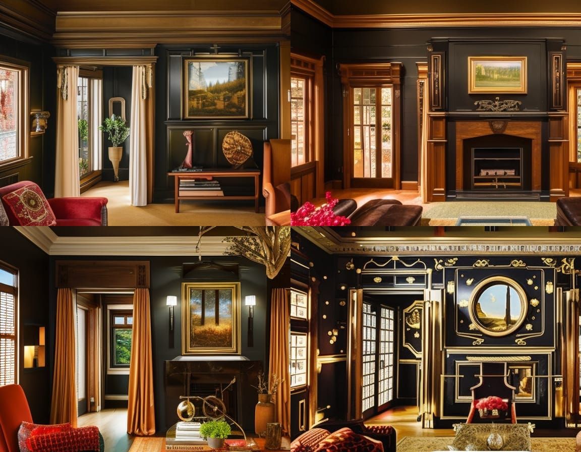 Four-room Cutaway View of a Dollhouse