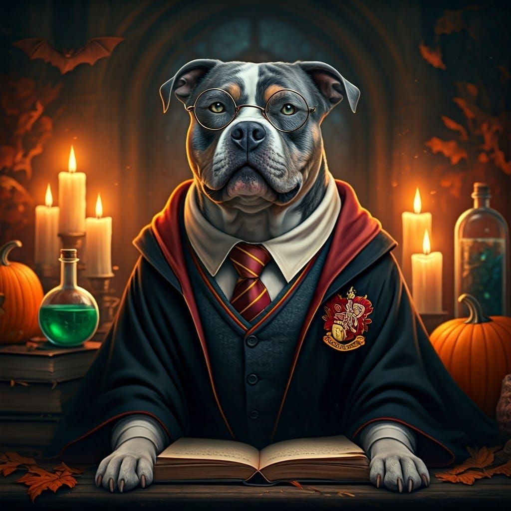 American Bully as Hogwarts Student in Autumn