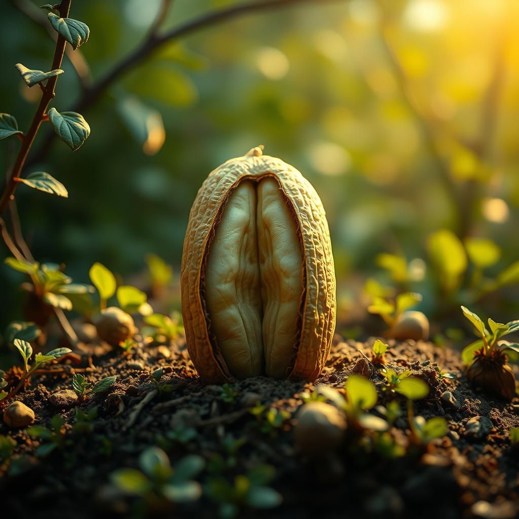 Surreal Peanut Emerges from Earth as Digital Art
