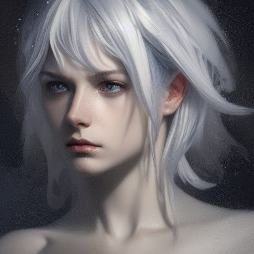 Eerie Silver-Haired Prince Portrait in Hyperdetailed Art