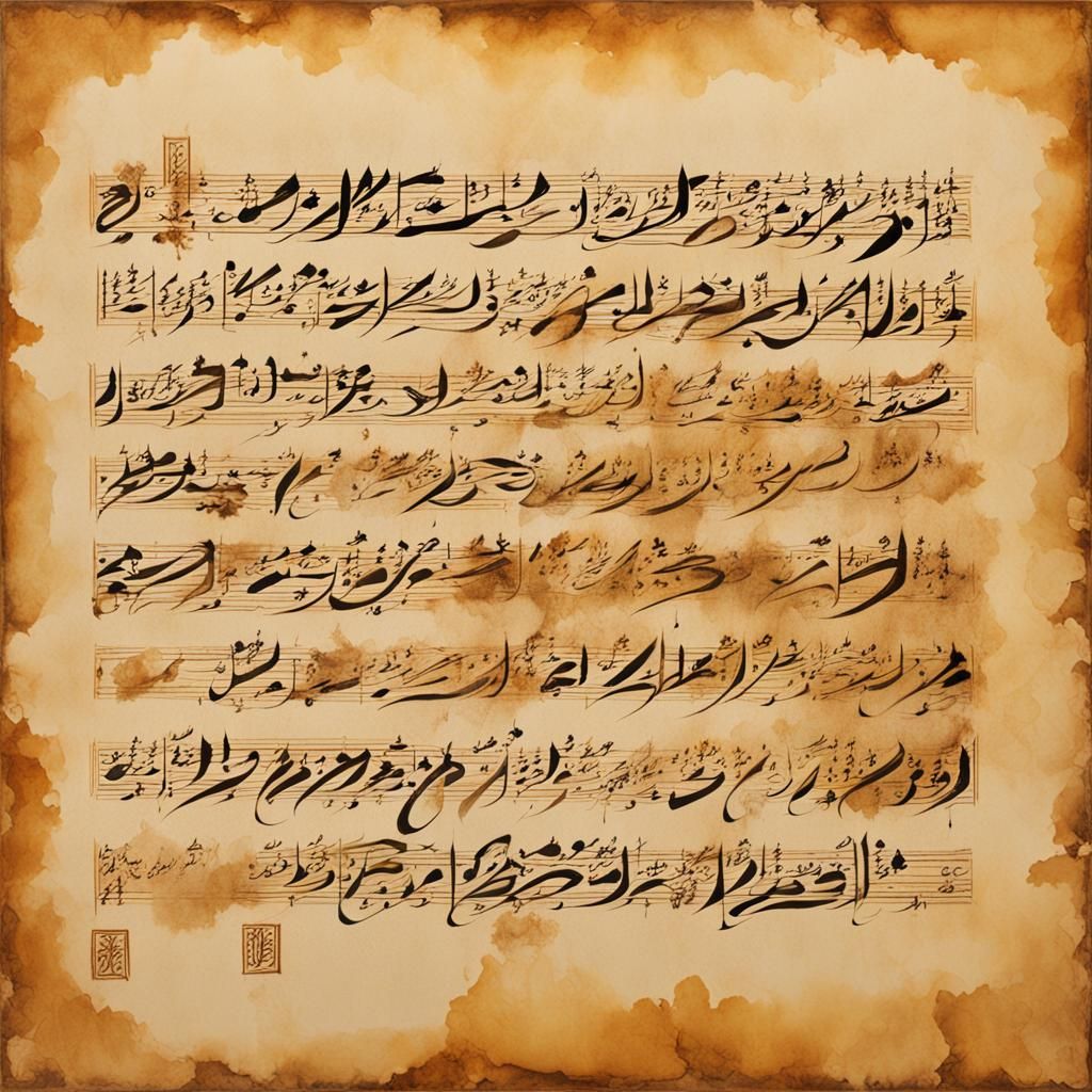 Golden-Brown Calligraphy on Aged Parchment