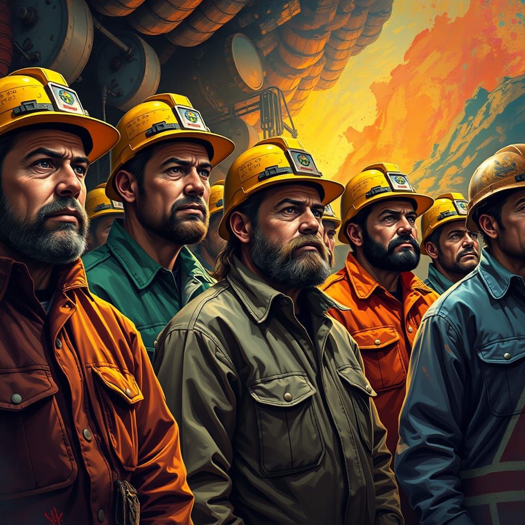 Unionized Coal Miners in Solidarity: Hyperrealistic Art