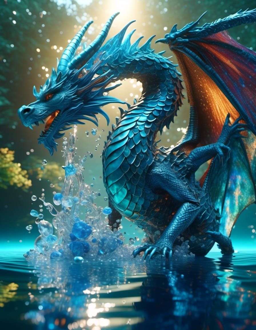 Hyperreal Dragon Underwater Fantasy in 3D