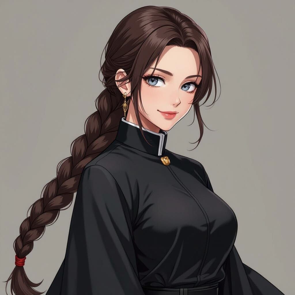 Female Sorcerer with Braid in Dark Fantasy Style