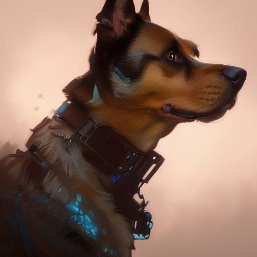 Hyperdetailed Dog Portrait by Greg Rutkowski, Artgerm