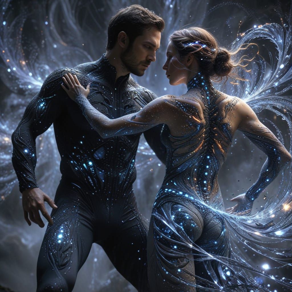 Deeply genetic in nature trails of light and zigzag fluids enormous portals exploding dynamic lighting luminous fractal ...