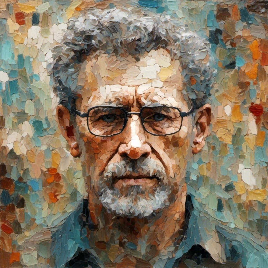 Cubist Mosaic Portrait of a Man's Face