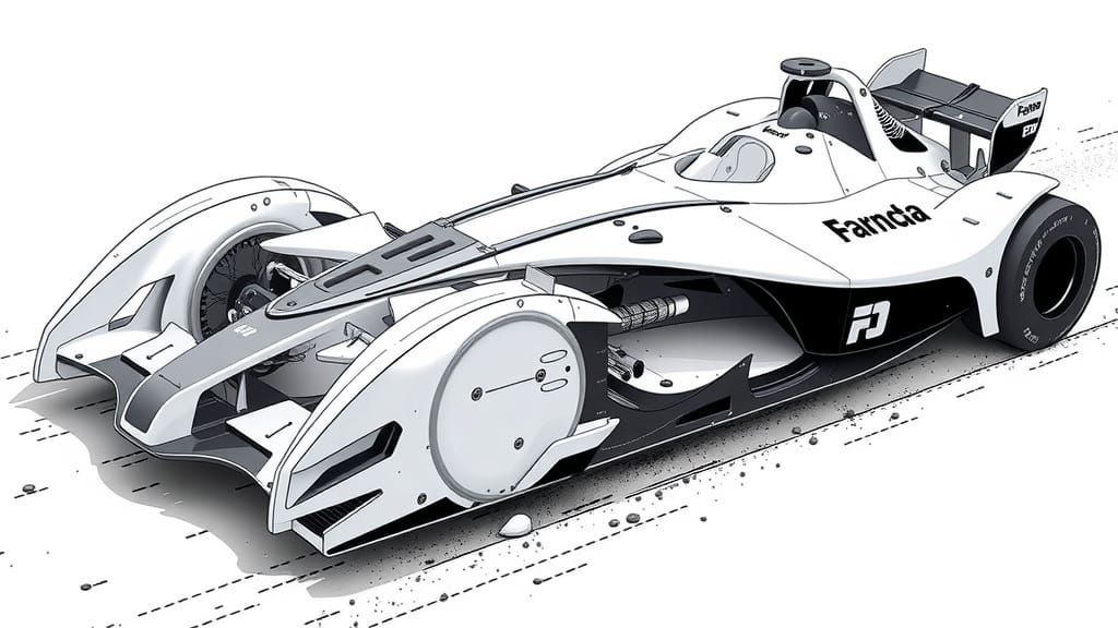 Futuristic Formula 1 Car Speeds Through Snowy Apocalypse