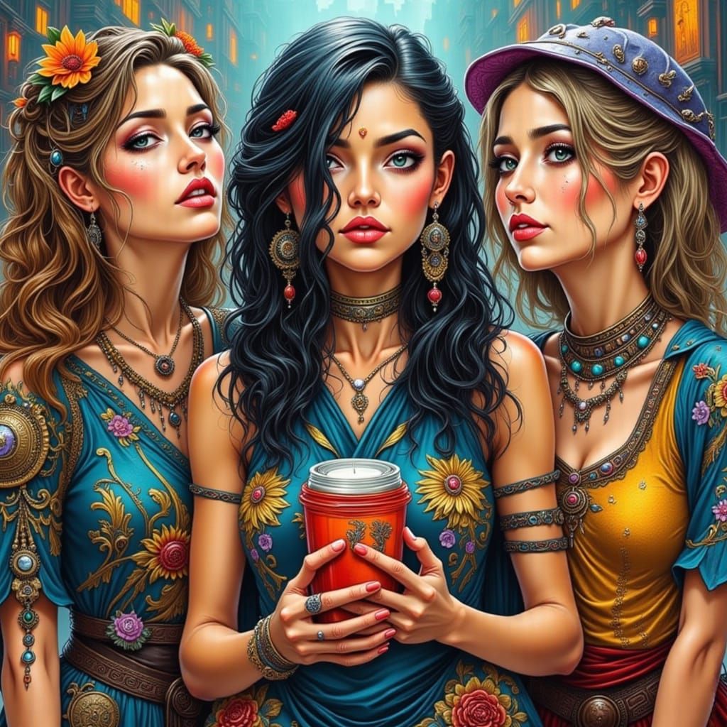 Beautiful People in Stylized Caricature Aesthetic