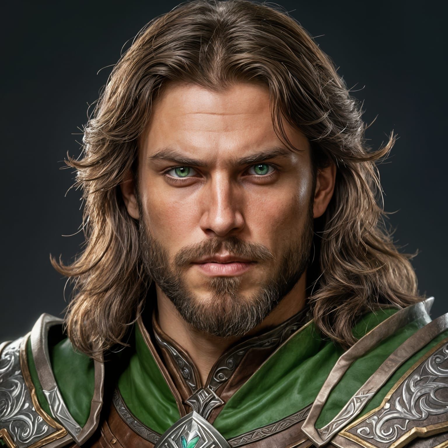 Mighty Human Ranger Portrait in Warcraft Style