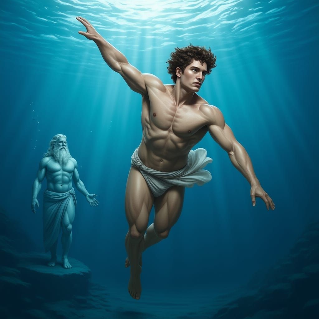 Ancient Greek Hero Theseus Rescues Lover from Sea Bottom