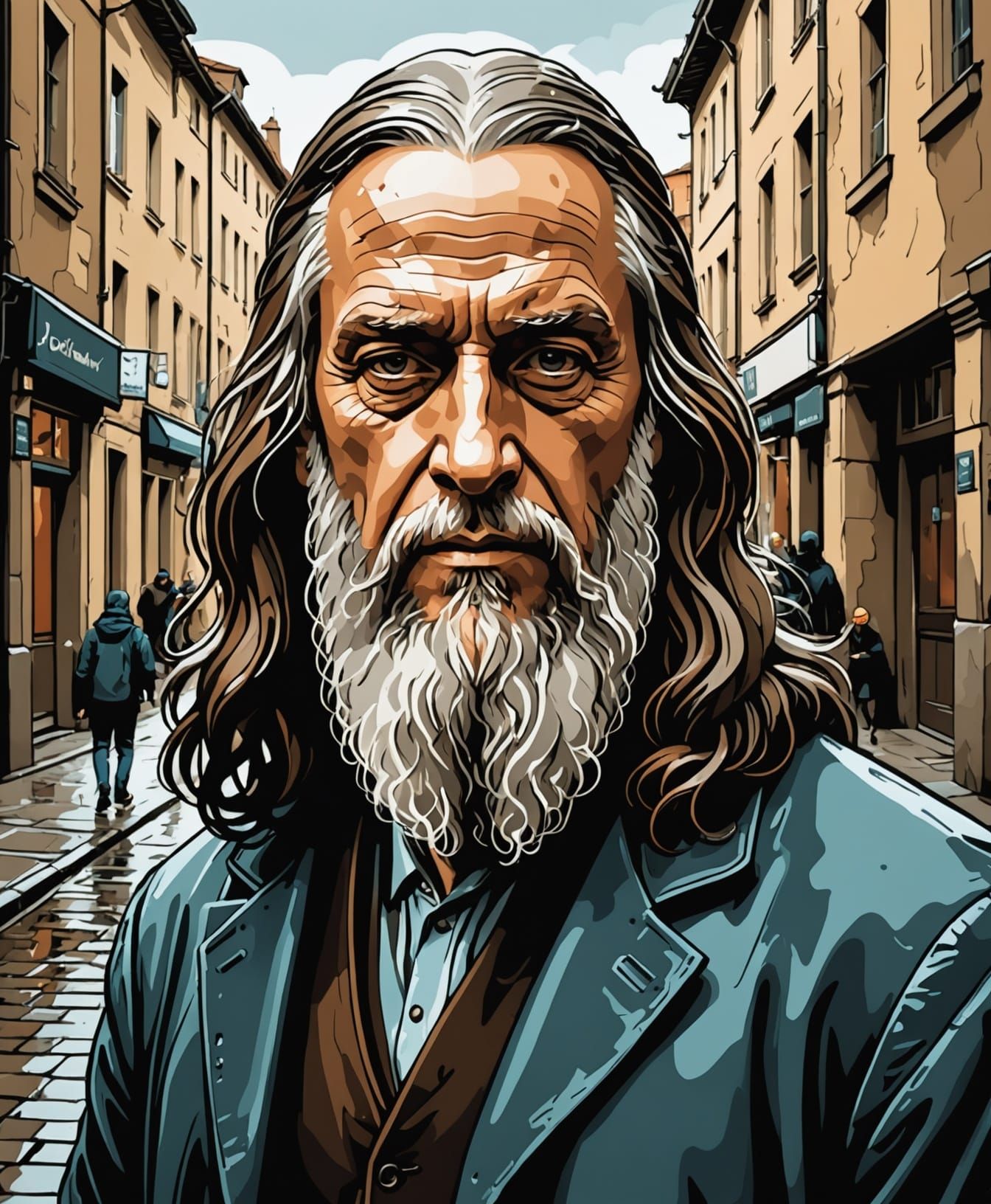 Street Art Bird Inspired by Da Vinci's Style