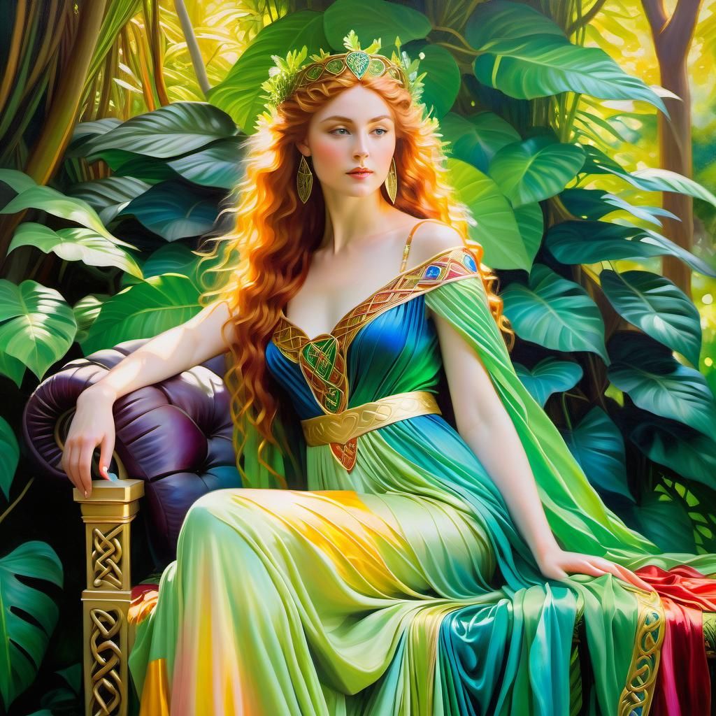 Aine, Celtic Goddess of Love, in Impressionistic Style