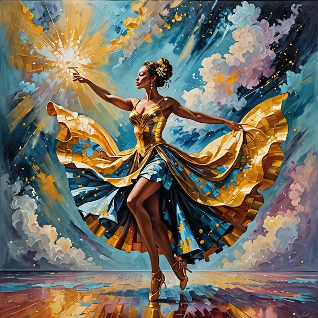 Nebula Dancer in Impasto Oil Painting