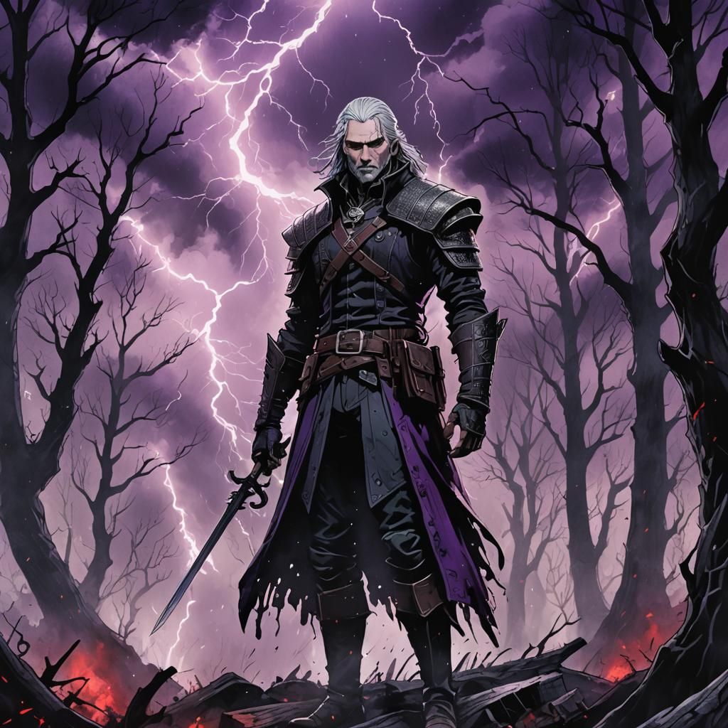 Witcher in Eldritch 80s Anime Style