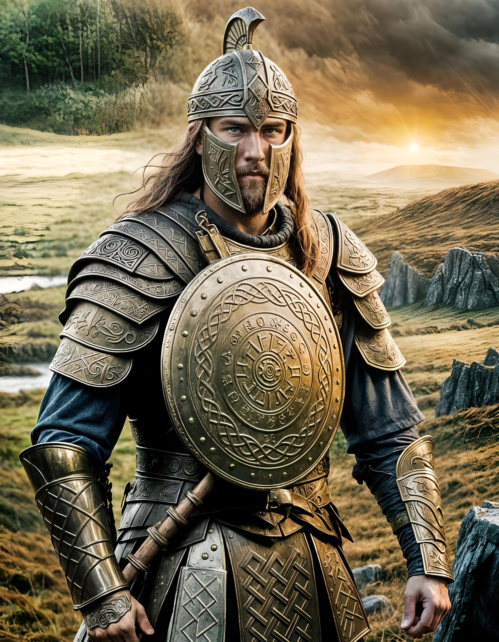 Cú Chulainn: Irish Warrior Hero in Digital Painting