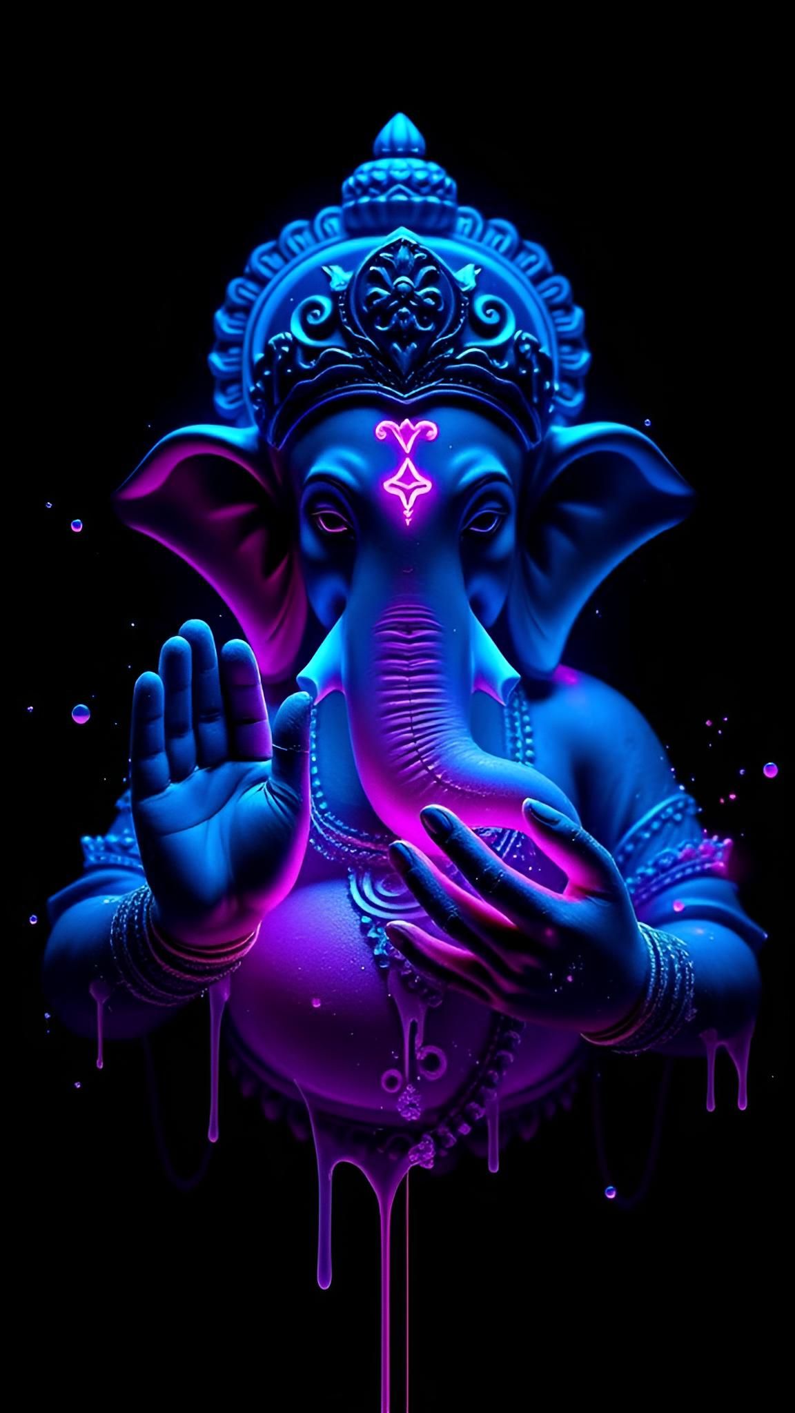 Neon Ganesha in High Contrast Aesthetic